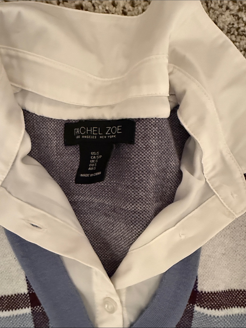 Rachel Zoe Cream Collar with Light Blue Knit Blazer